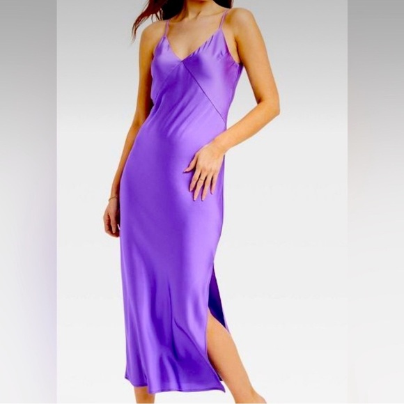 Vibrant Purple Satin Dress - Picture 1 of 7